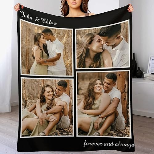XSCDMT Manta personalizada con fotos y textos, manta personalizada de franela, regalos para parejas, novia, novio, marido, esposa, día de San