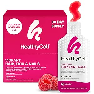Healthycell Vibrant Hair Skin Nails Daily Liquid Supplement - Beauty Supplements with Hydrating Nutrients Essential Vitamins - Collagen