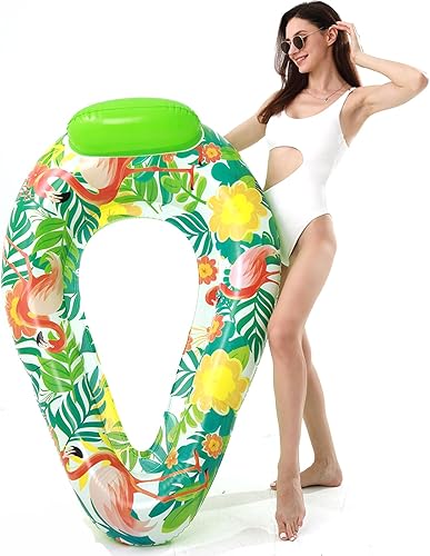 Miniatura 2 de Paquete de 2 flotadores inflables de piscina para adultos, sillas flotantes para fiesta, verano, agua, playa, lago, diversión flotante, piscina,