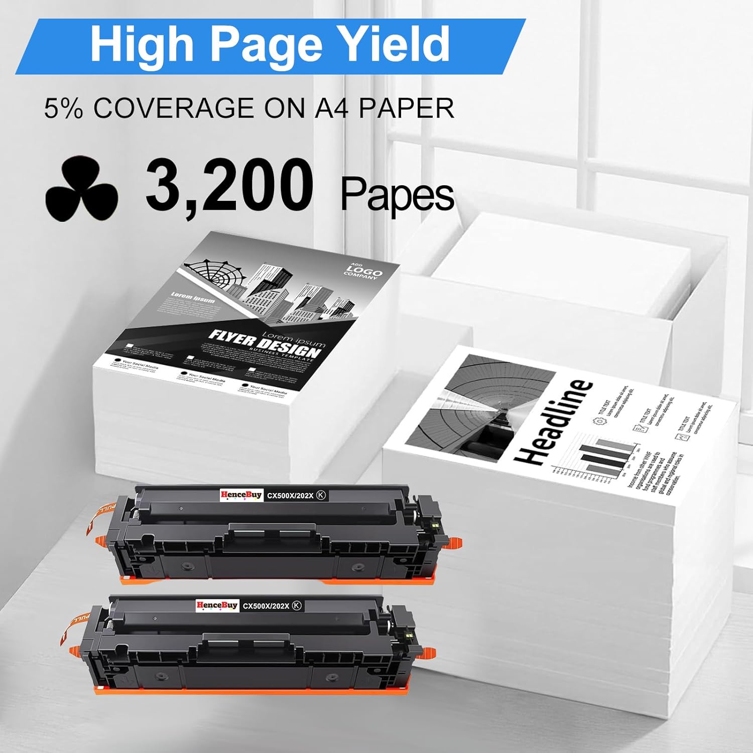 2 Pack - 202X Black Toner Cartridge Compatible Replacement for HP 202X CF500X CF500A 202A Toner for Color LaserJet Pro M281fdw M281cdw M254dw MFP M280nw M254nw M281fdn MFP M281 M254 Printer