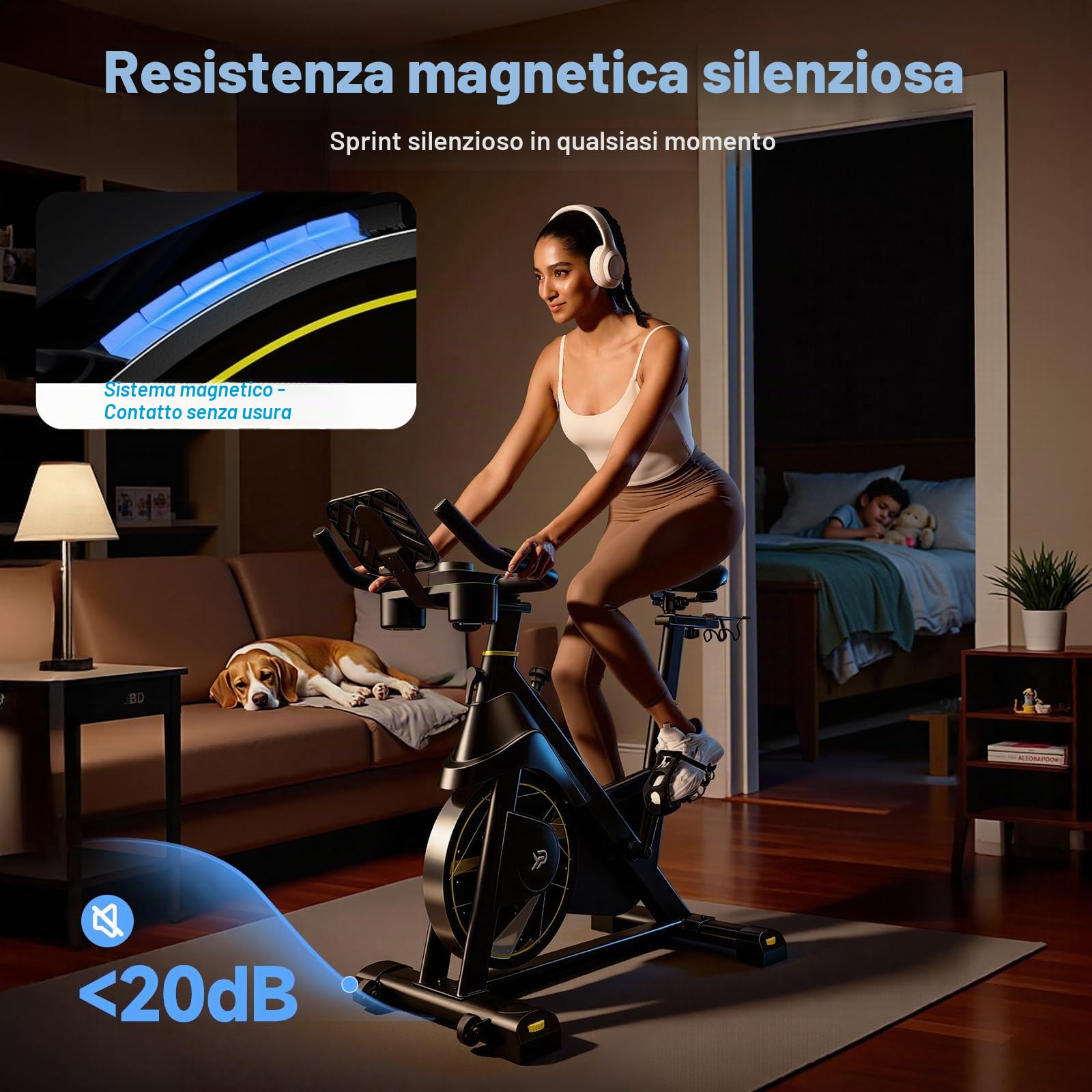 YPOO Cyclette da Casa, Resistenza Magnetica Regolabile, Sella Comoda | Resistenza Magnetica 0-100%, Sella e Manubrio Regolabili, Silenzioso, LCD & App – per Cardio a Casa