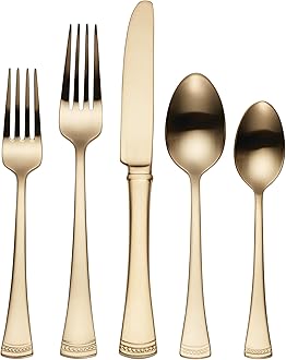 LenoxPortola 20-Piece Gold Satin Flatware Set, 3.30, Metallic