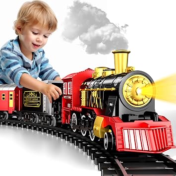 Doloowee Train Set, Eectric Steam Train Toy for 4 5 6 7 8 Years Old Boys