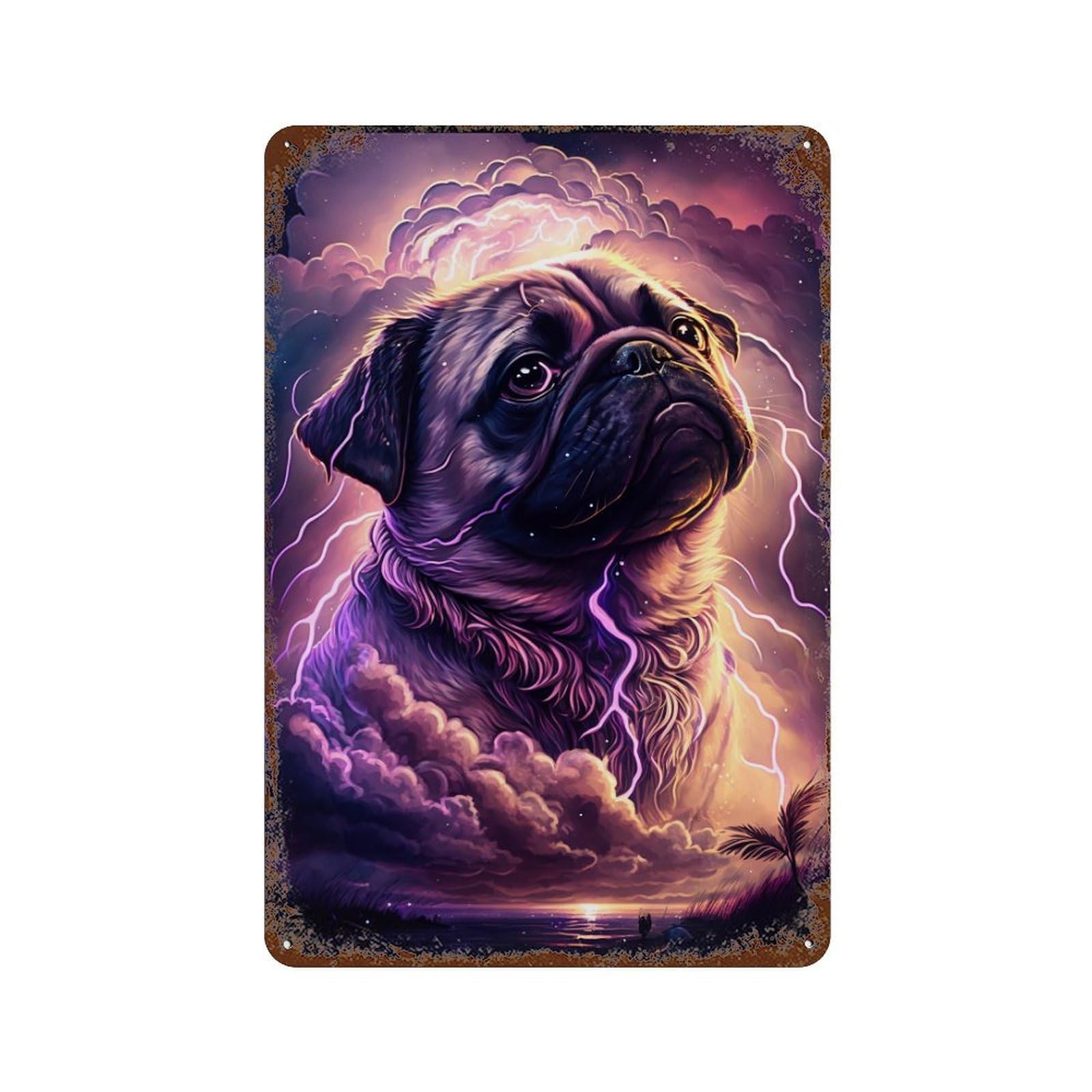 Thundering Pug Majesty Weathered Tin Sign 11.8"x7.9", for Shed, Workshop And Garage Wall Decor, Decorative Metal Wall Art