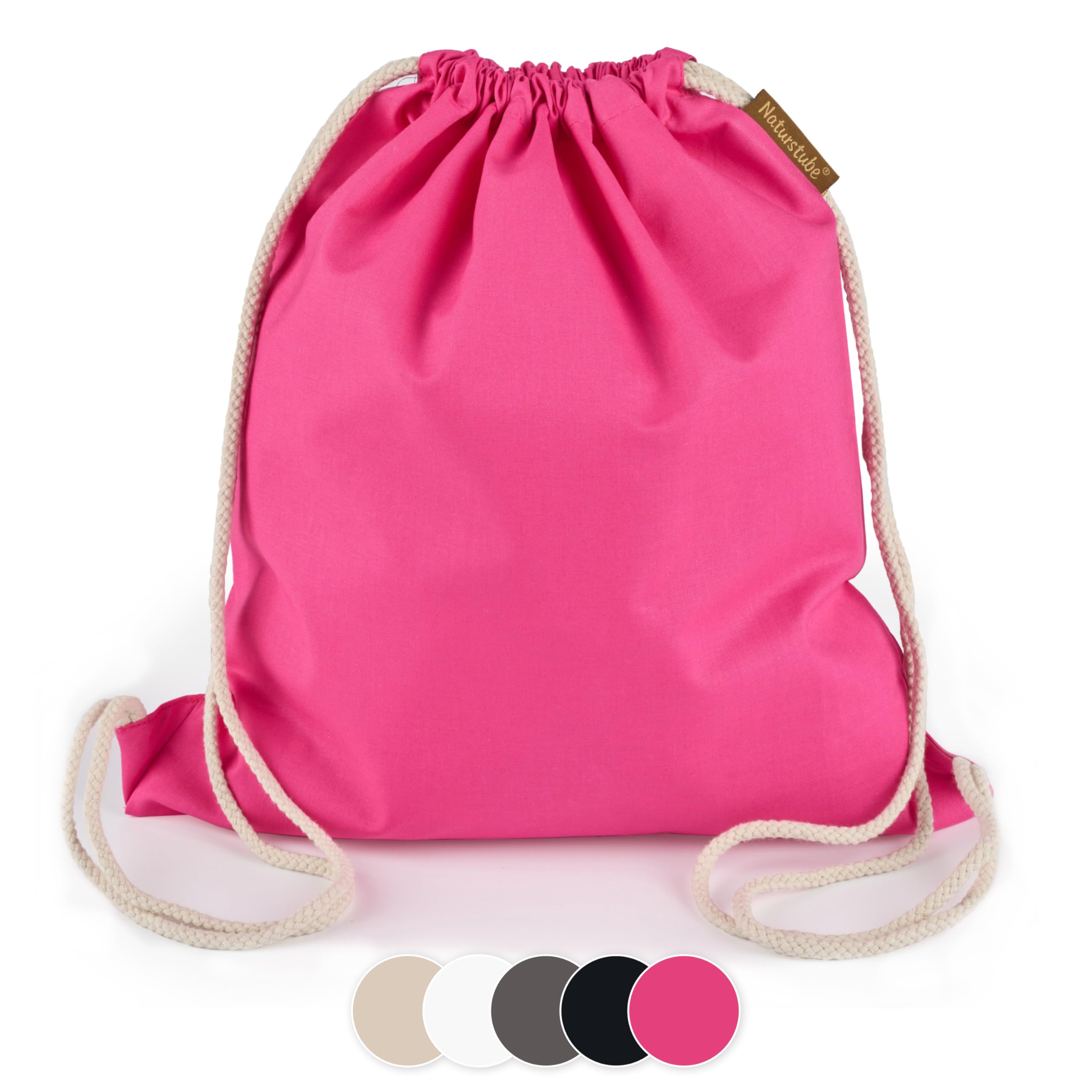 Naturstube® 1x Turnbeutel Baumwolle (38 x 42 cm) Oeko-TEX zertifiziert, Stoffbeutel & Sportbeutel zum Bemalen, Jute Beutel für Festival |Damen, Herren & Kinder | Plastikfrei verpackt