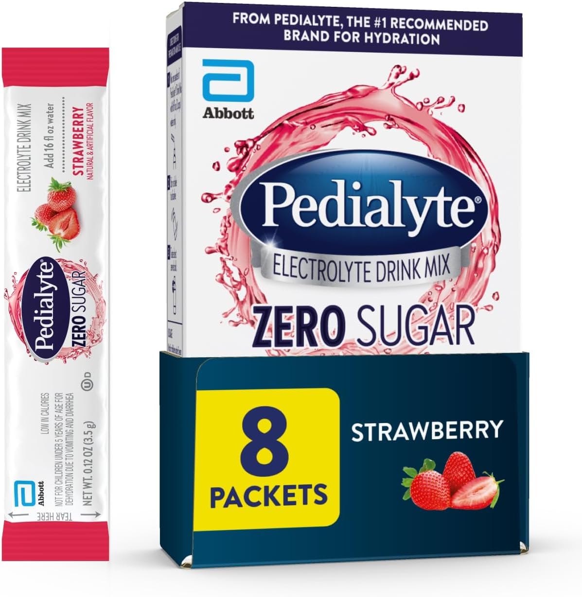 Electrolyte Drink Mix With Zero Sugar | Hydration With Key Electrolytes | Low in Calories | Strawberry, 8 Powder Packets