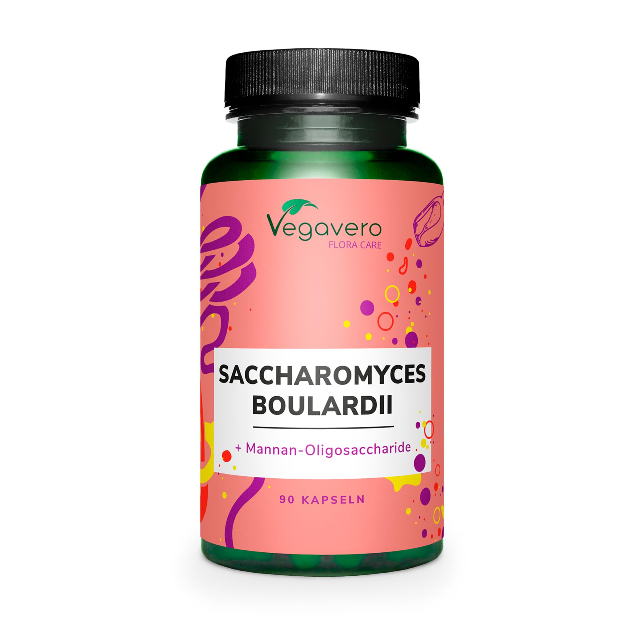 Saccharomyces boulardii Vegavero | Hochdosiert: 350 mg pro Einheit - 7 Mrd. aktive Hefekulturen | Mit Beta Glucanen und MOS aus Bierhefe | Vegan & Ohne Zusätze | Deutsche Produktion | 90 Kapseln