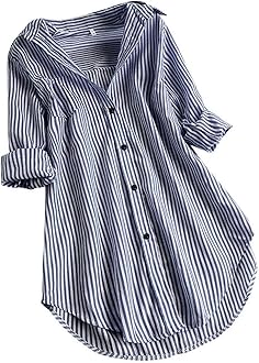 AEAEAE Women V-neck Long Sleeve Button Tops Ladies Summer Fashion Turn-down Collar Striped Printed Solid T-shirt Blouse Tops