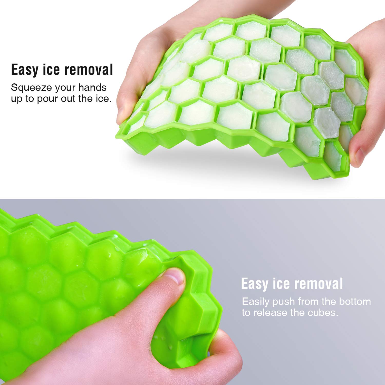 Rechishre Lot de 2 bacs à glaçons avec couvercles, en gel de silice flexible et sans BPA avec couvercle amovible pour boissons fraîches, whisky et cocktails