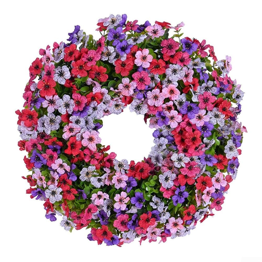 Couronne d'orchidée papillon violette artificielle extérieure pour déco de porte suspendue