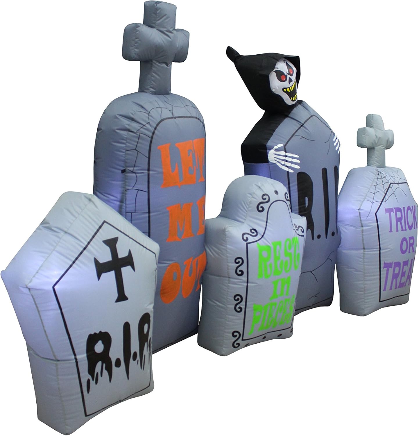 7 FT Long Halloween Inflatable Tombstones Pathway Scene Haunted House Prop Grim Reaper LED Lights Decor Outdoor Indoor Holiday Decorations, Blow up Lighted Yard Decor, Lawn Inflatables Home Family
