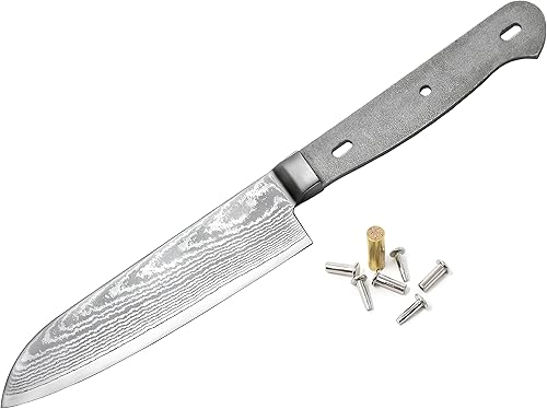 KATSURA Kit de proyecto de carpintería - Cuchillo de chef Santoku pequeño de 5 pulgadas en blanco - japonés VG-10-67 capas de acero de Damasco - SIN