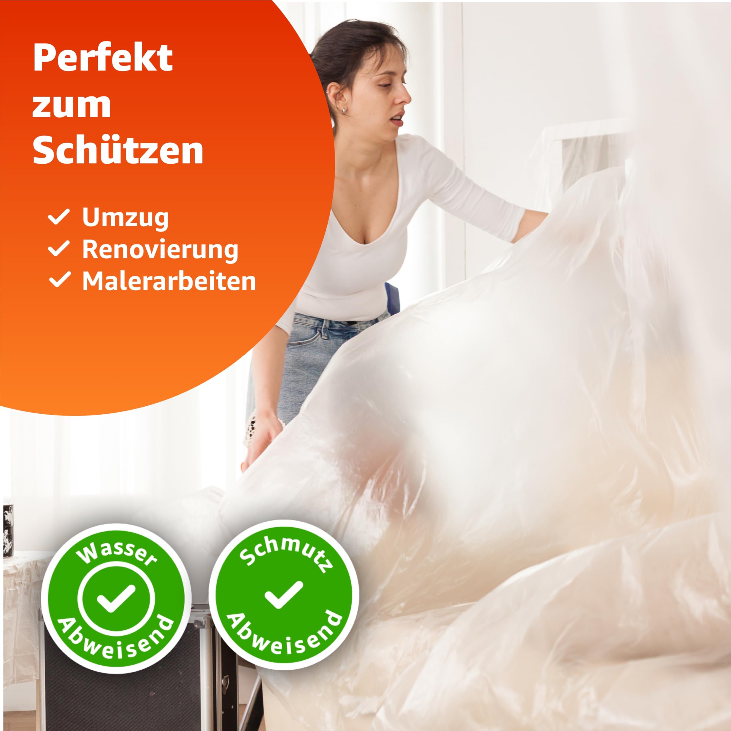 6 x Painter's Tarpaulin 4 x 5 m, Protective Film, Transparent & Extra Strong, as Painter's Film & Painter's Fleece - Image 3