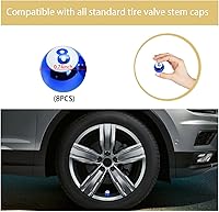 Vista 2 de Augeny 8 tapas para válvulas de neumáticos de automóvil, cubiertas de vástago de válvula de rueda de bola de 8 bolas con anillo de goma, tapones Azul