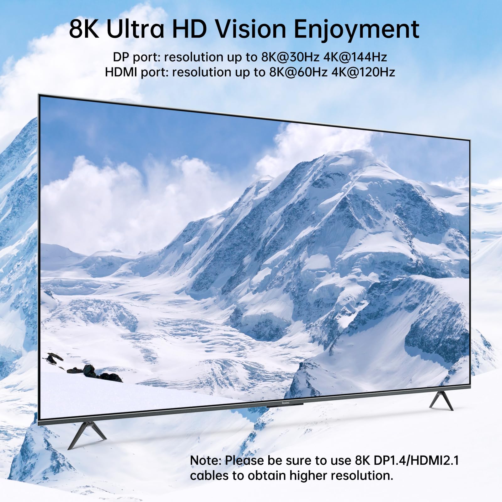 Przełącznik KVM 8K przy 60 Hz, ESKEVE 4K przy 144 Hz HDMI Displayport Przełącznik KVM 4 PC 2 monitory dzielą 2 monitory i 4 urządzenia USB, zasilacz przewodowy i 4 kable USB 3.0 w zestawie