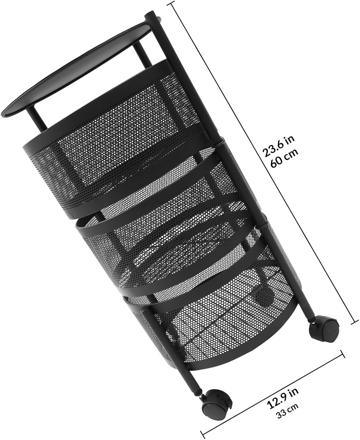 Multi-Layer 3-Tier Rotating Storage Rack Floor Standing Kitchen Organizer with 360° Rotation for Vegetable and Fruit Storage, Installation-Free Movable Shelf Holder