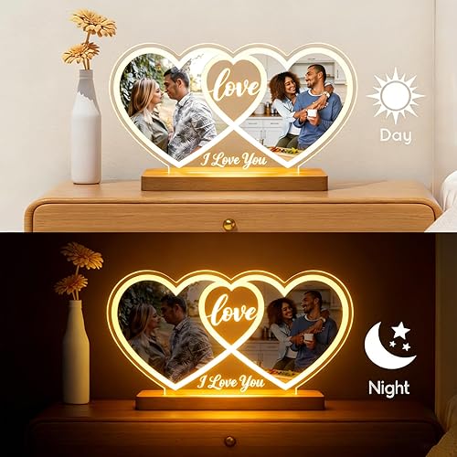 Miniatura 4 de Marco de fotos personalizado con luz nocturna, marco de fotos personalizado, para Navidad, aniversario, día de San Valentín, Acción de Gracias,