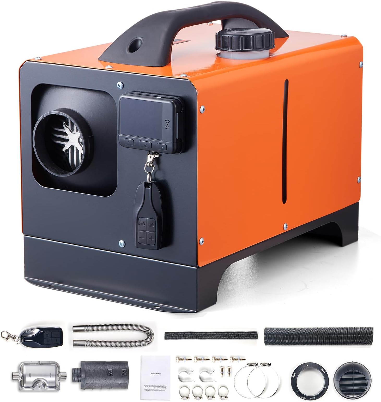 VEVOR Auxiliary Heater Air Diesel Heater 12V 8KW Air Heater Air Diesel Heater Diesel Auxiliary Heater Air Heater 0.16-0.62L/H with LCD Display & 10M Remote Control Control Bus Truck etc