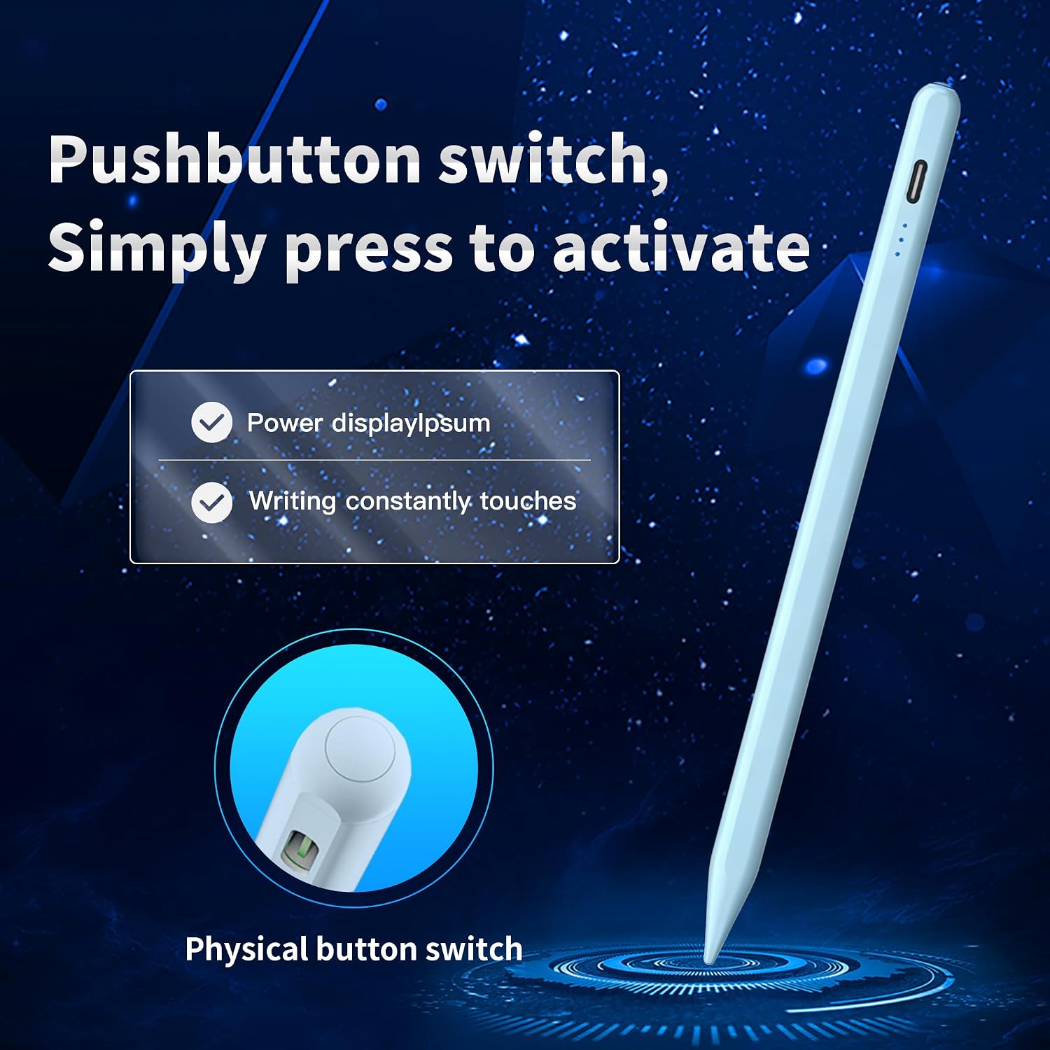 Stylus Pen for Samsung Galaxy Tab A11+/A11 Android S Pen Compatible with Galaxy Table A9+/A9 8.7/11 inches Push-Button Switch, Accurate Writing, +2Nibs&Long Battery Life (NW Blue) image 4