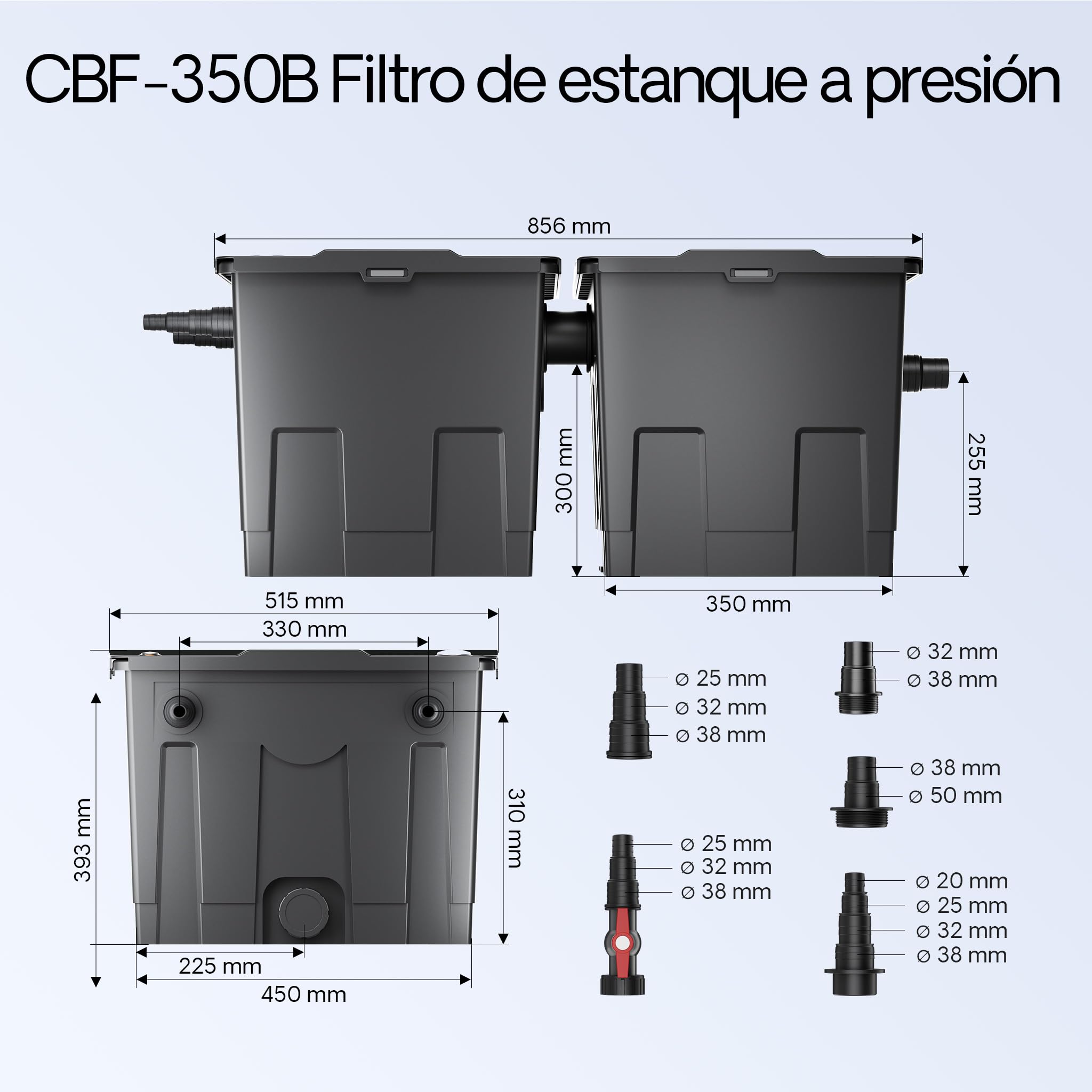 Juego de filtro para estanque bio 60.000 l 36 W UVC Clarificador 80 W Bomba manguera jardin