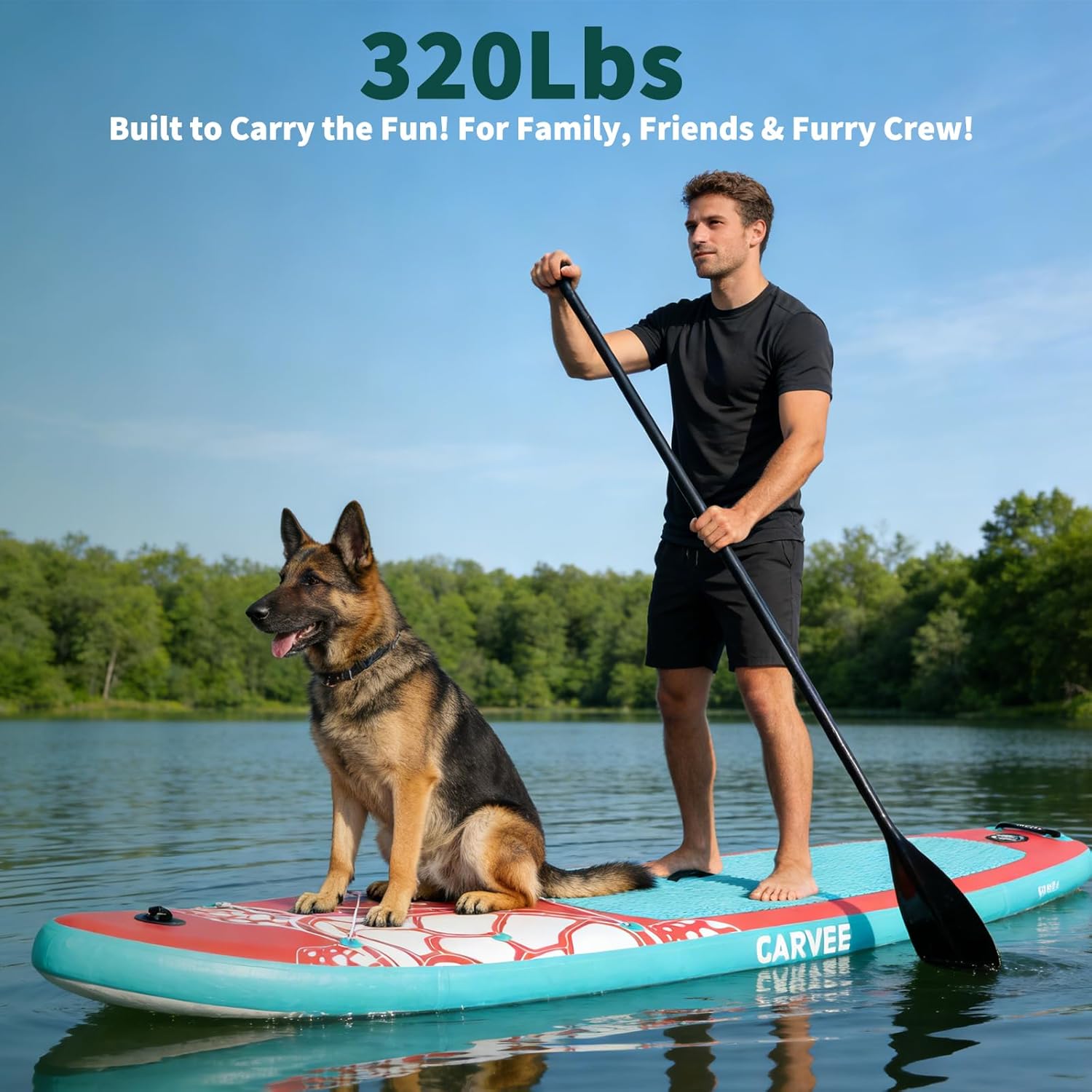 GarveeLife Inflatable Stand Up Paddle Board with Premium SUP Paddle Board Accessories, Wide Stable Design, Non-Slip EVA Deck Pad, Built-in Camera Mount, for Adults & Youth, 10'6"/11'/11'5"