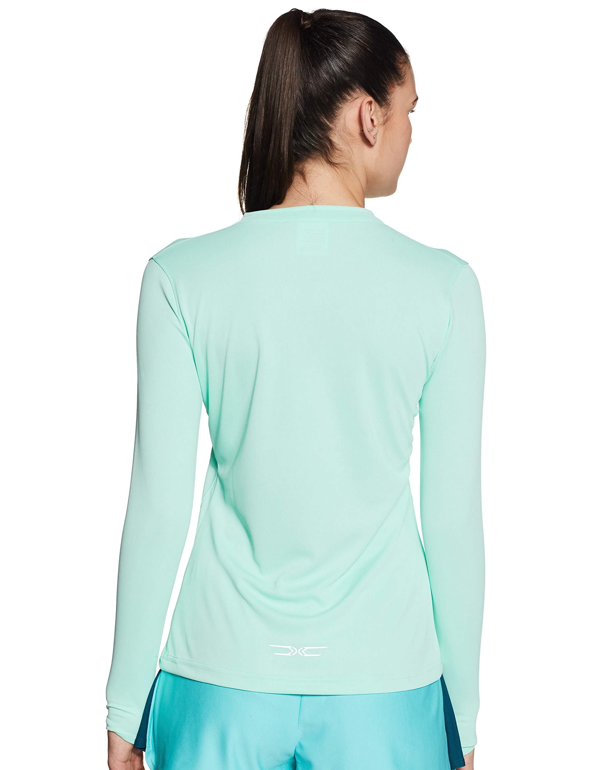 Camiseta deportiva básica negra medianoche para mujer, para uso casual, cuello alto, manga larga, cierre de media cremallera, camiseta de poliéster fabricada con ajuste cómodo para el uso diario