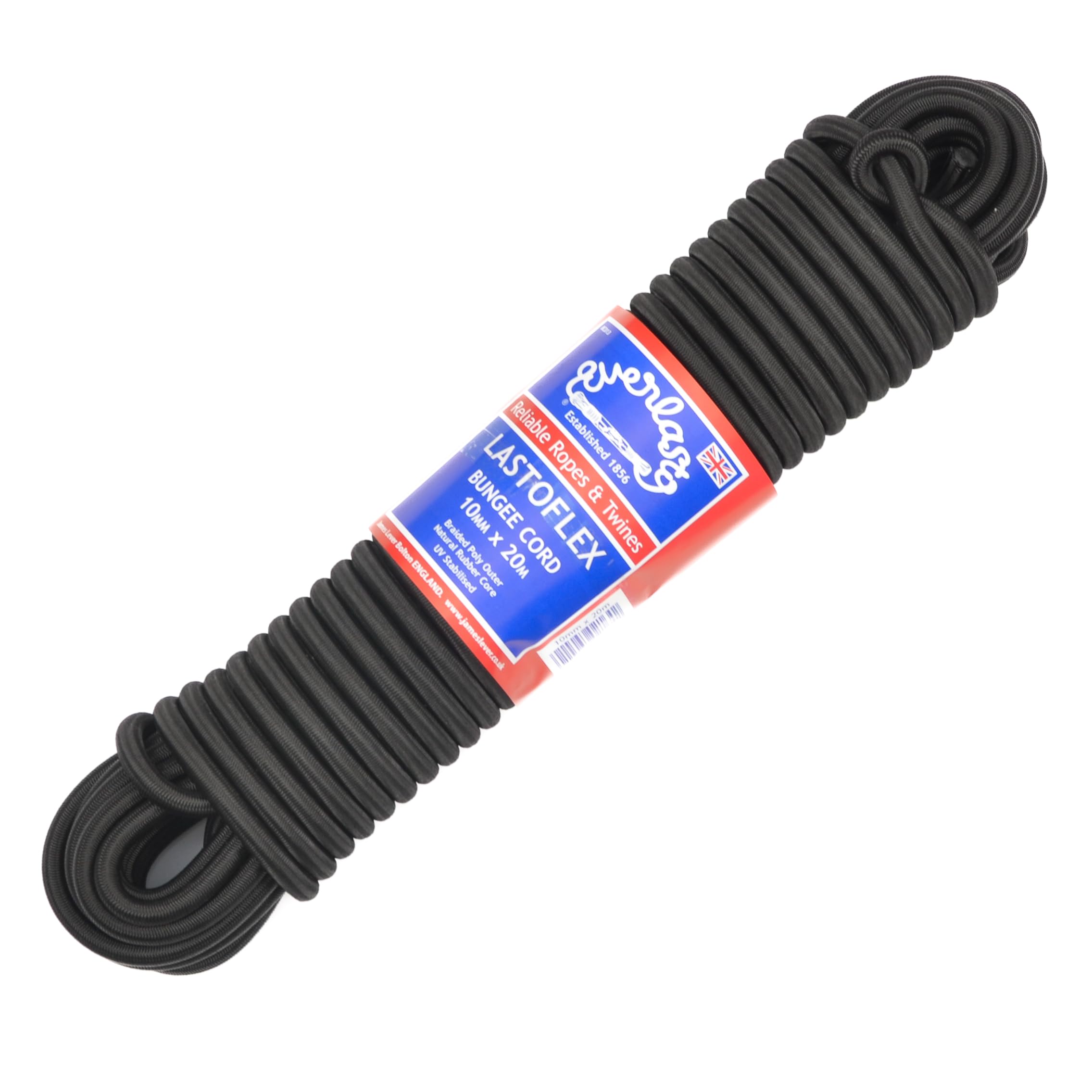 Everlasto 'Lastoflex' Elastic Bungee Cord Shock Cord Rope Black 10mm x 20M