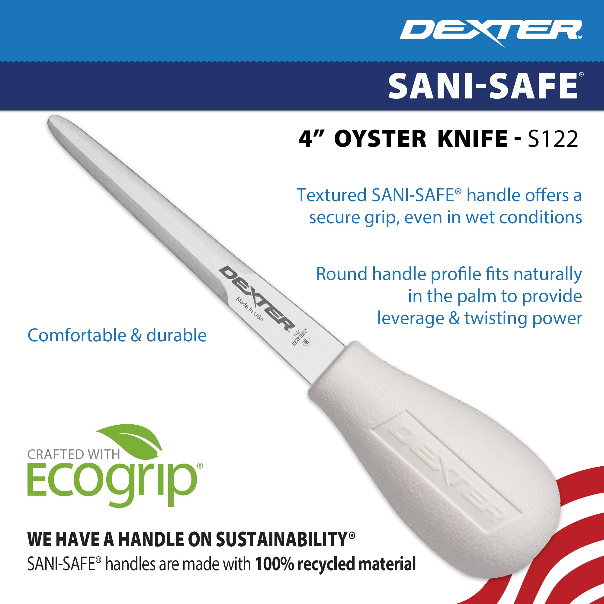 Sanisafe S122-Pcp 4" Boston modelo Oyster cuchillo con mango de polipropileno