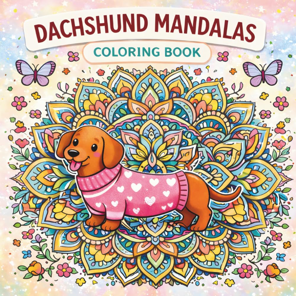 Dachshund Mandalas: Cute Doxie & Pug Coloring Book: Dog Mandala and Zendoodle Patterns for Relaxation – Adorable Sausage Dogs and Pugs Coloring Book for Adults and Teens