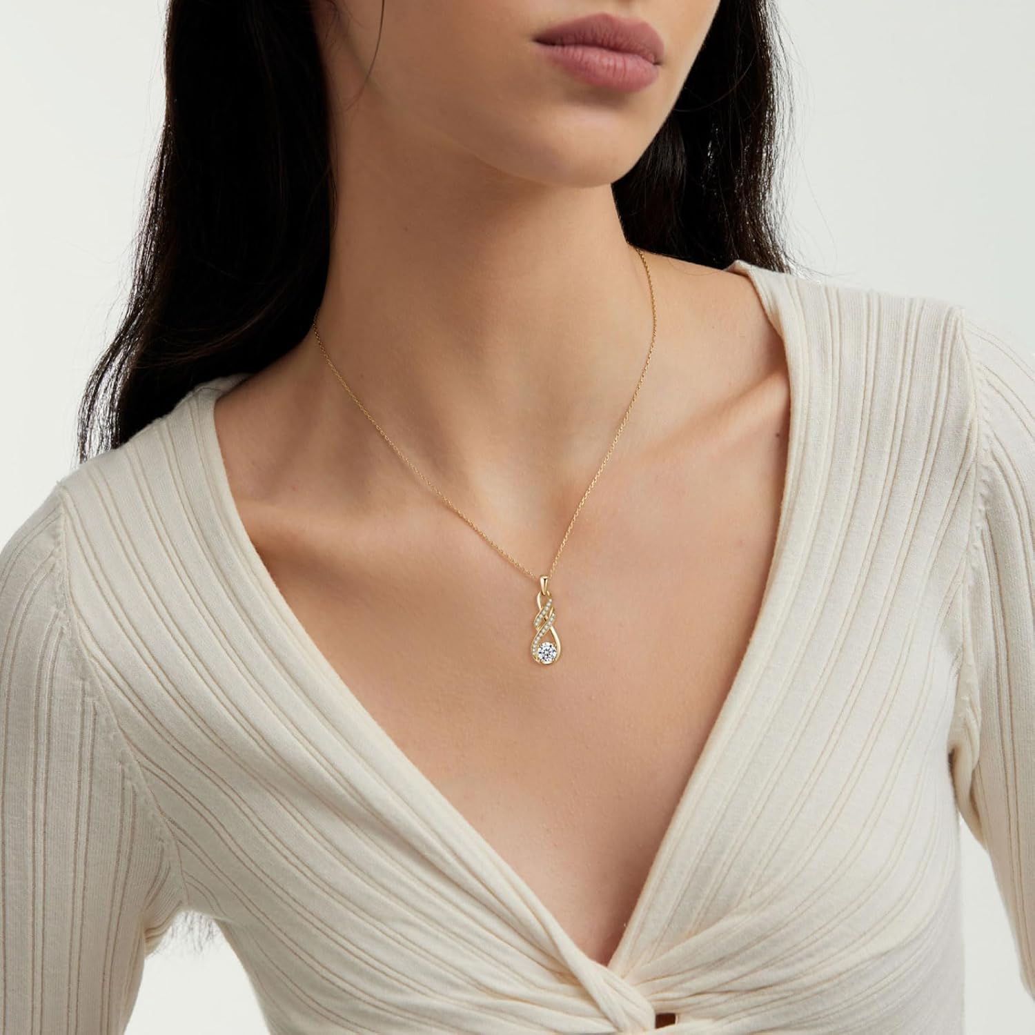 Birthstone Necklaces for Women 925 Sterling Silver Infinity Pendant Created Gemstone Jewelry for Her, 16"+2"