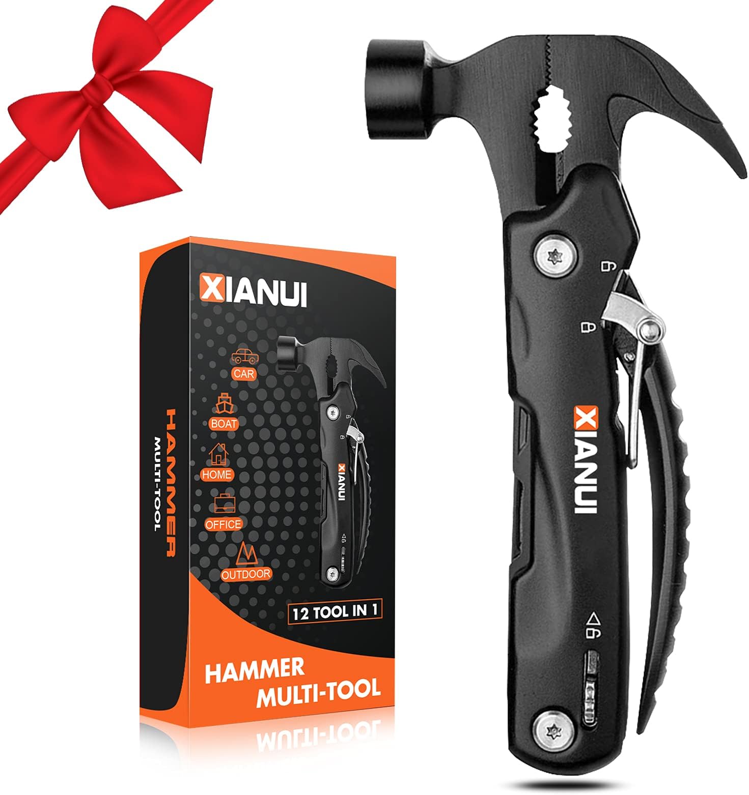 Gifts for Men, Stocking Stuffers for Men, Camping Survival Gear Multitool Hammer 12in1, Mens Gifts for Christmas, Cool Gadgets for Men, Unique Men Gift Ideas for Dad Husband Boyfriend, Tools for Men