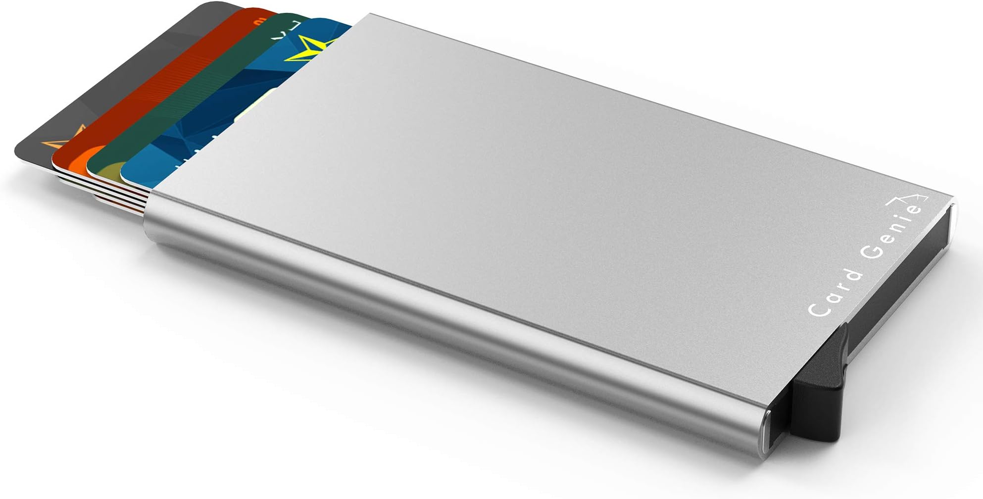 Card Genie RFID Card Ejector Wallet - Minimalist RFID Card Holder Metal Wallet with Free Luxury Gift Box - Card Ejector Case for Optimum Card Protection