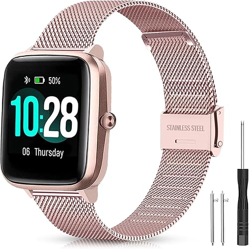 Harikiri Correa de metal compatible con ID205L, correa de repuesto de 0.75 pulgadas para Veryfitpro, Yamay Fitness, GRV, Willful, Popglory, Rosado