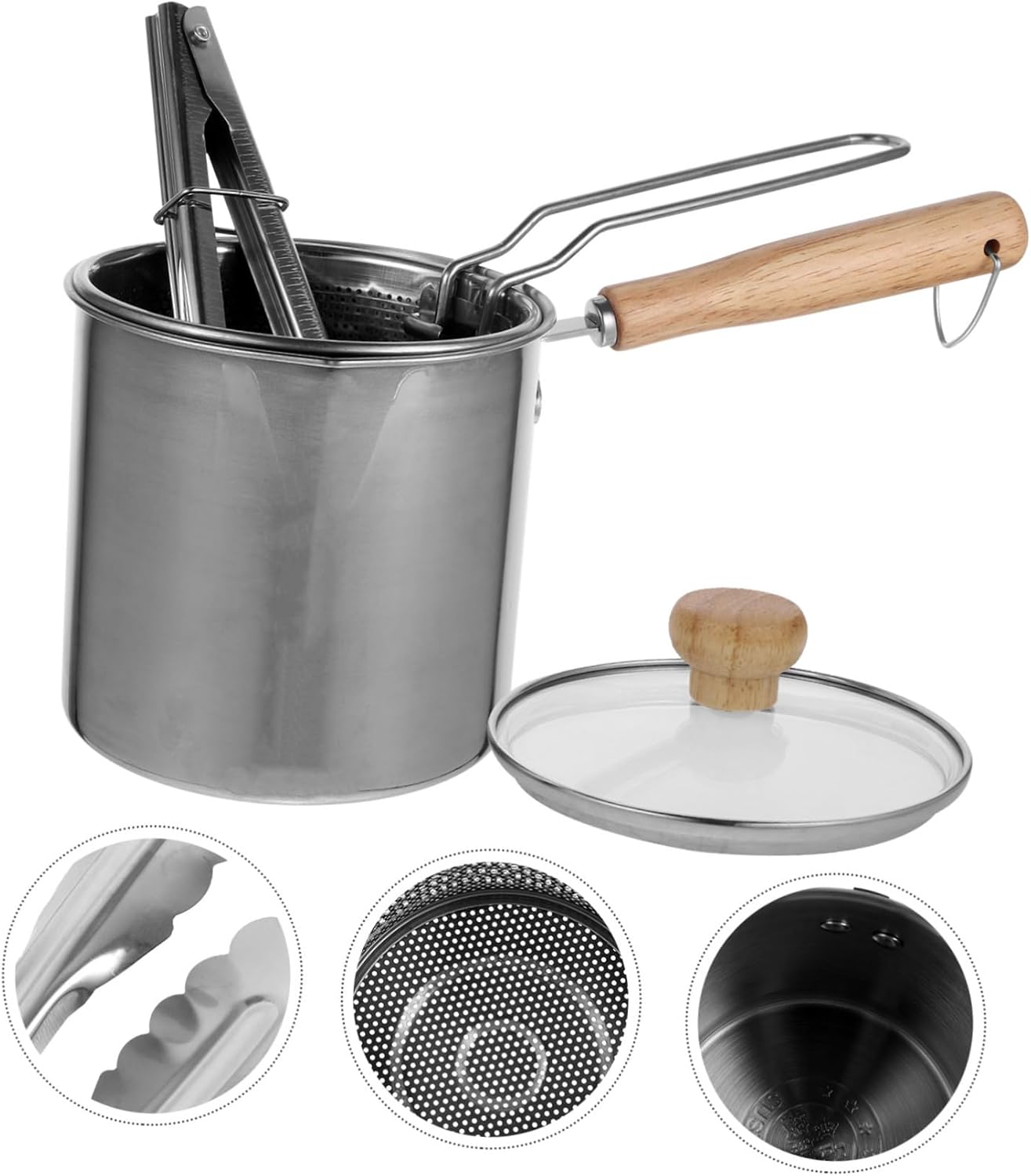 Cabilock 304 Stainless Steel Deep Fryer Pot Set with Tong Non-stick Kitchen Cookware for Frying Chicken Seafood and French Fries