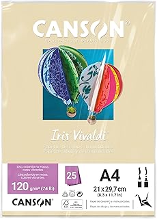 CANSON Iris Vivaldi, Papel Colorido A4 em Pacote de 25 Folhas Soltas, Gramatura 120 g/m², Cor Creme (02)