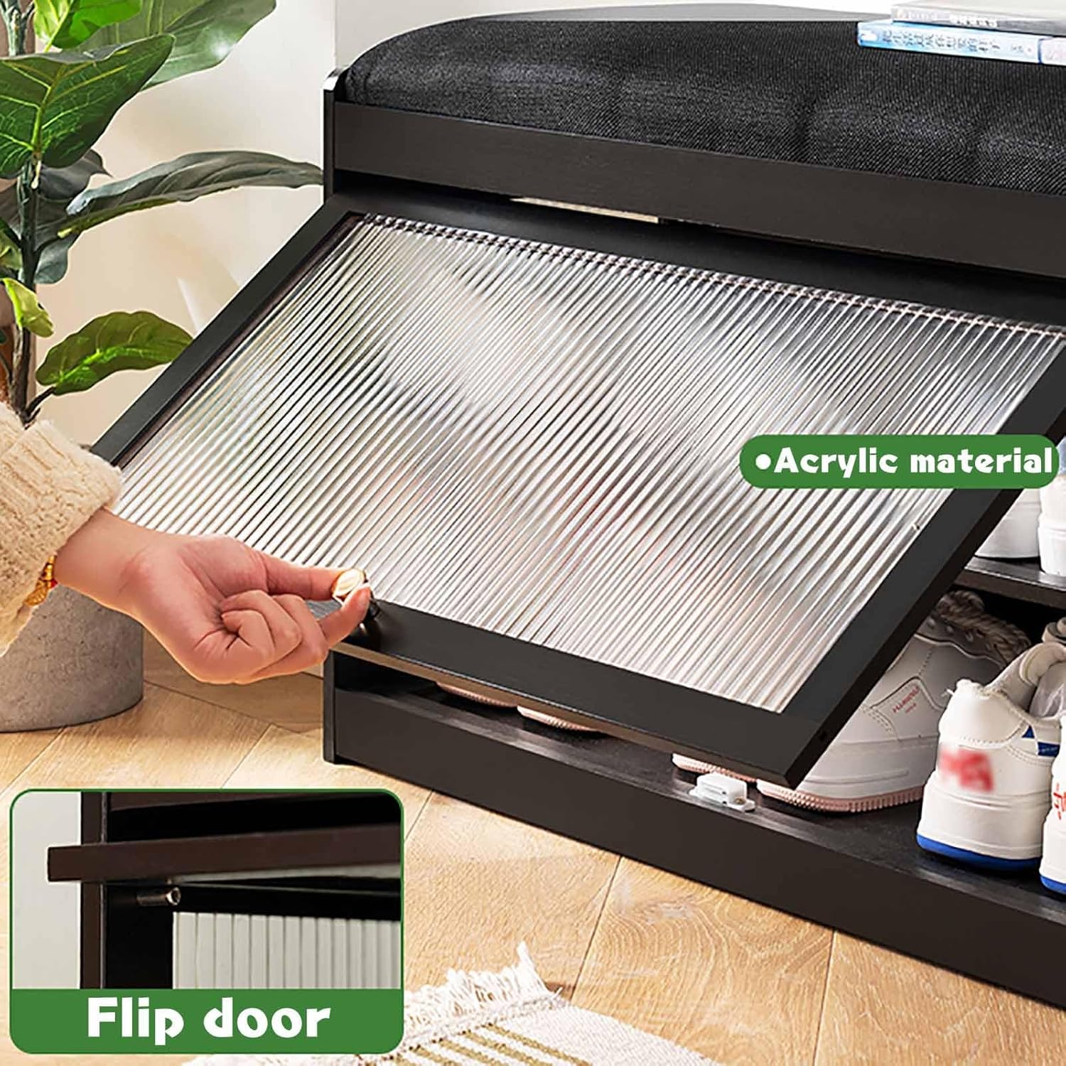 Shoe Bench Storage with Seat Storage, Bench for Entryway Shoe Bench Entryway with Storage Easy Assembly for Entryway Living Room Bedroom(Wood,70cm/27.6in)