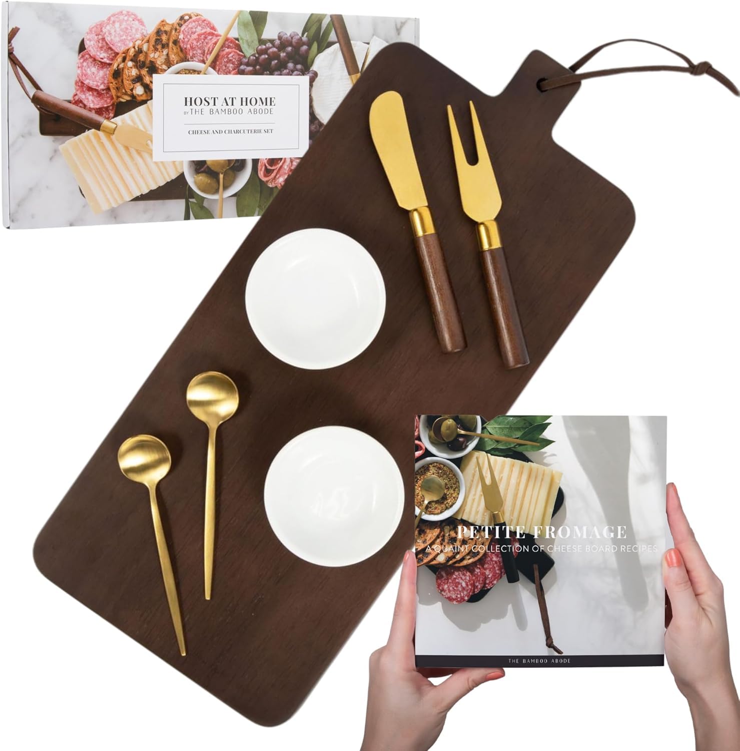 Juego de 7 Tablas de Queso marrón con Accesorios de Embutidos, único para Mujeres, Regalo de inauguración de la casa