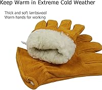Vista 2 de OZERO 2 pares de guantes de trabajo de cuero de invierno para clima frío al aire libre: guantes cálidos con aislamiento térmico para hombres y Oro