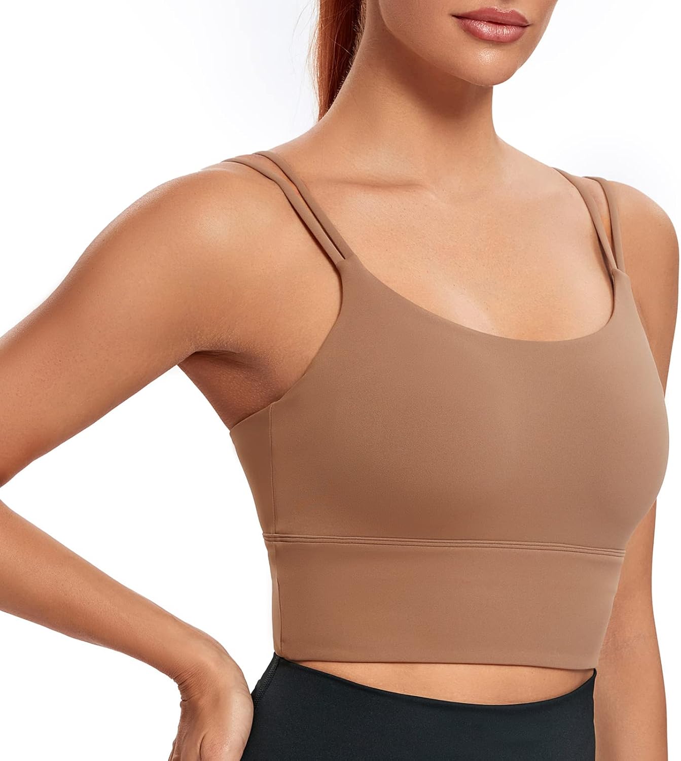 Lemedy Molded Cup Sports Bra Medium Impact Padded Longline Cami Crop Tank Tops