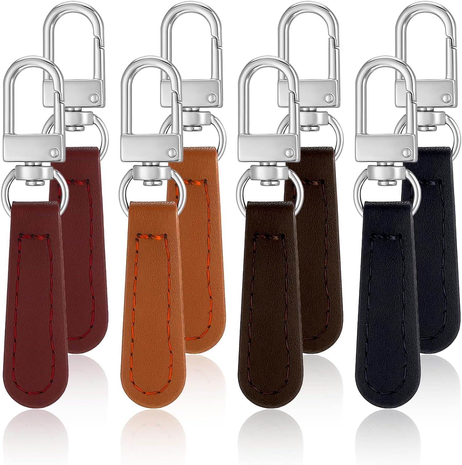 8 Pcs Zip Puller, Zipper Pull Replacement for Jackets and Hoodies, Luggage Repair Solution, Detachable Leather Handle