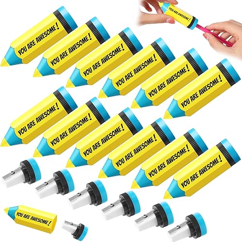 Ctosree 50 sacapuntas en forma de lápices a granel You are Awesome Sacapuntas portátil de colores manuales con tapa