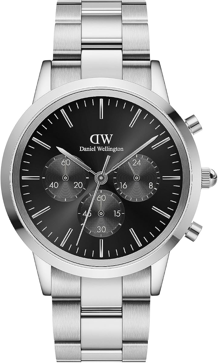 Relojes clásicos St Mawes icónicos de 42 mm con cronógrafo para hombre, reloj con correa de cuero y esfera de color (ónix de enlace plateado)