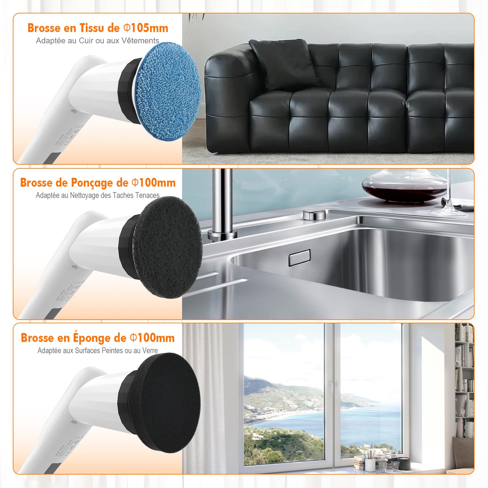 Ibergrif Brosse de Nettoyage Électrique Rotative 6 en 1, Brosse sans Fil pour Salle de Bain, Carrelage, Douche et Joints, IPX7 Étanche, Manche Télescopique Réglable