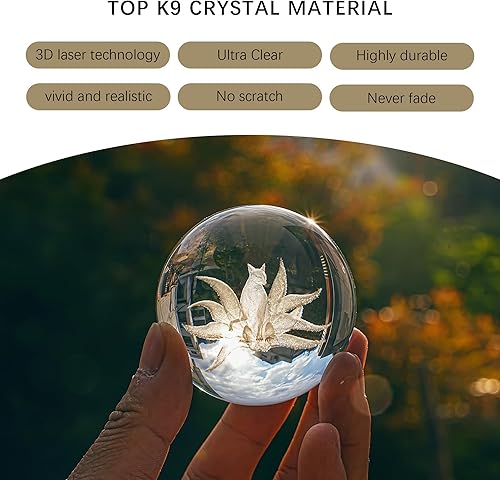 Miniatura 4 de HDCRYSTALGIFTS Bola de cristal de cocodrilo de 2362in con soporte decorativo de pisapapeles 3D grabado con láser esfera de animales novedosa
