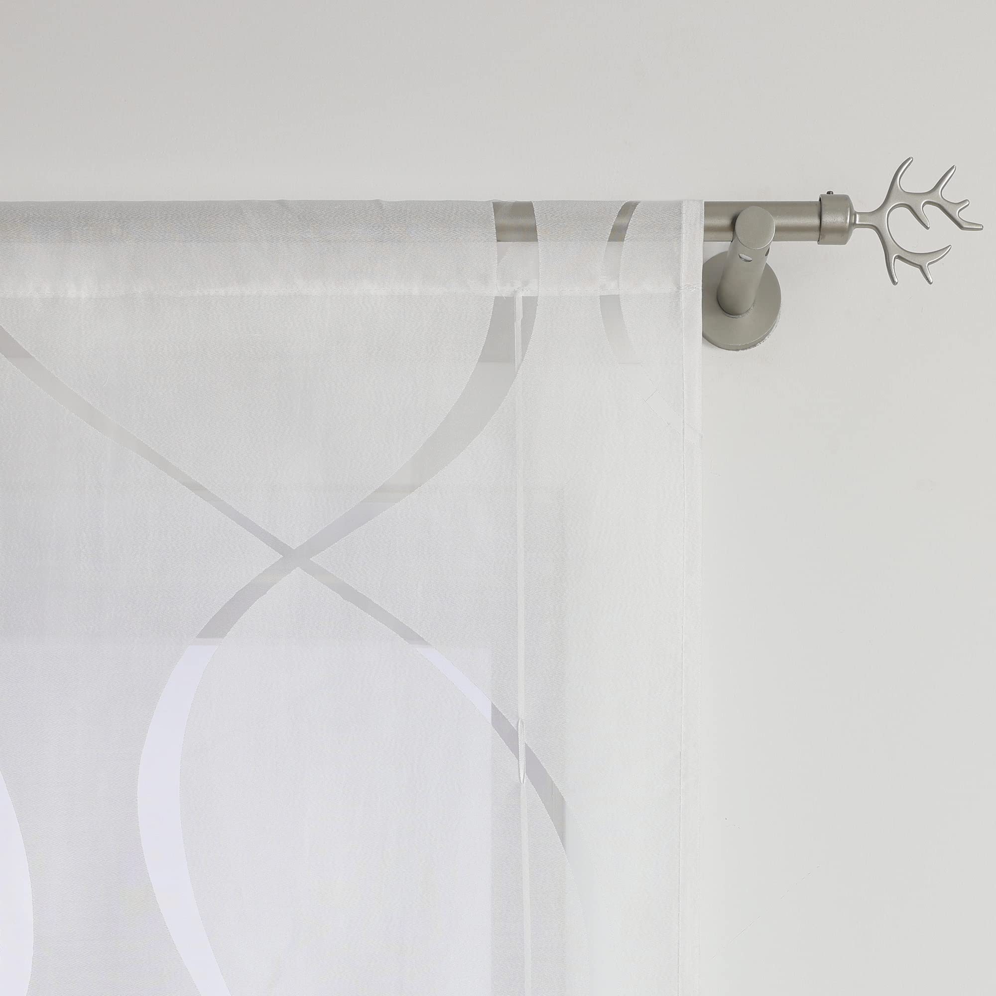ESLIR Roman Blind Burnout Roman Curtain with Drawstring Living Room Curtains Kitchen Transparent Ribbon Roller Blind Modern with Waves Pattern White W x H 100 x 155 cm 1 Piece - Image 2