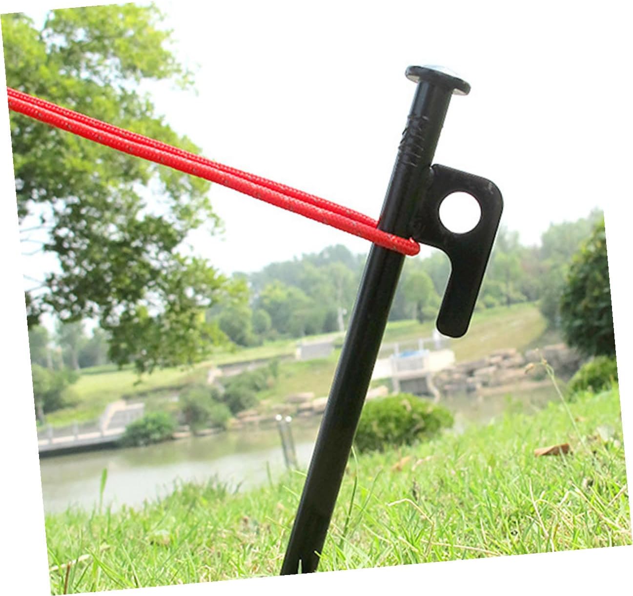 Veemoon Heavy Duty Metal Tent Stakes and Tarp Spikes Set 10pcs 30cm Black Steel Tent Pegs with Storage Bag for Outdoor Camping and Windproof Shelter Anchoring