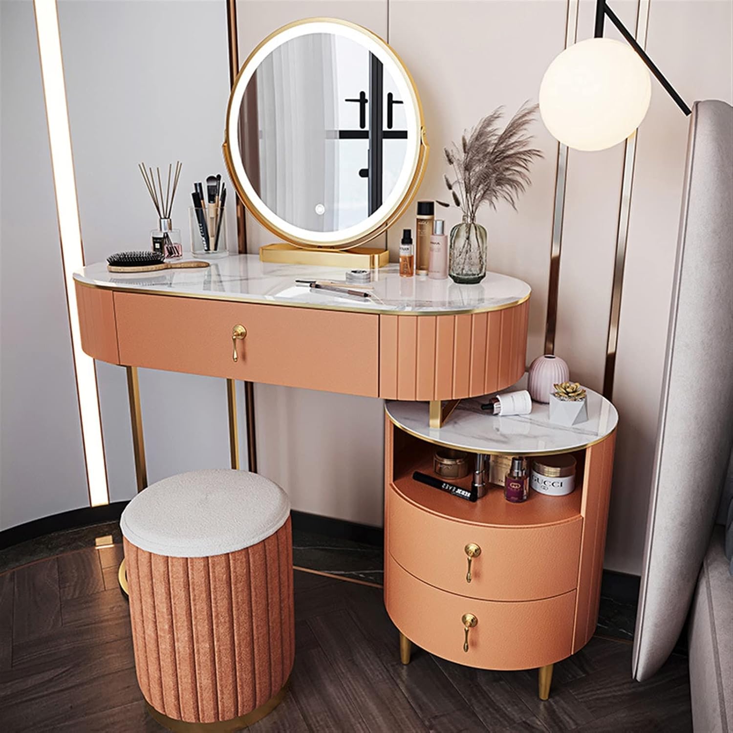 Vanity Benches Minimal Modern Wardrobe Bedroom Furniture Home Wardrobe Light Storage Desk (Color : 1)
