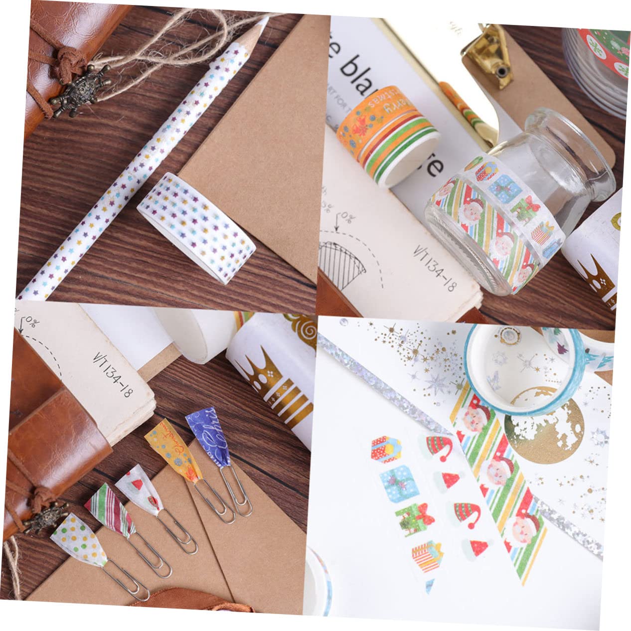SEWACC 192rollos Cinta Adhesiva para Manualidades De Navidad Washi Tape para Scrapbooking y Decoración Festiva para Tarjetas Sellos De Sobres y Proyectos