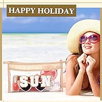 Vista 7 de Sanwuta Juego de 4 bolsas de maquillaje de parches de preparación – Diseño de letras de chenilla transparente – Nylon impermeable y TPU