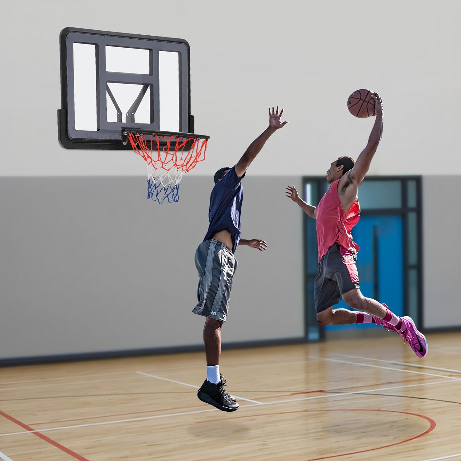 Wall-Mounted Basketball Hoop Kit - Shatterproof Backboard & Rim Combo, Indoor/Outdoor Portable Goal for Gym, Garage & School Use, Ages